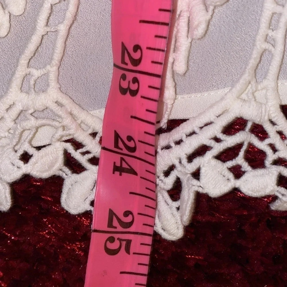 Forever 21 white Boho lace front sleeve less top blouse Sz L - Picture 7 of 10